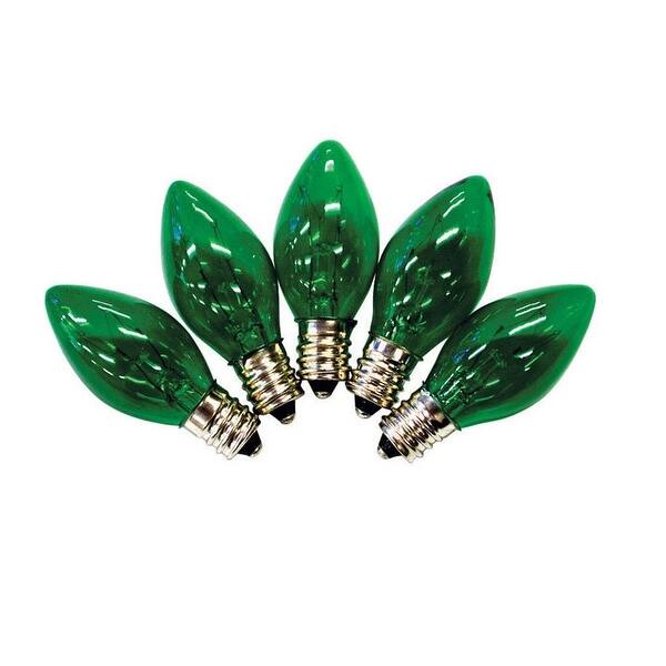 Holiday Bright Lights BU25C7X3TGRA Christmas C7 Light Bulbs, Green, 1